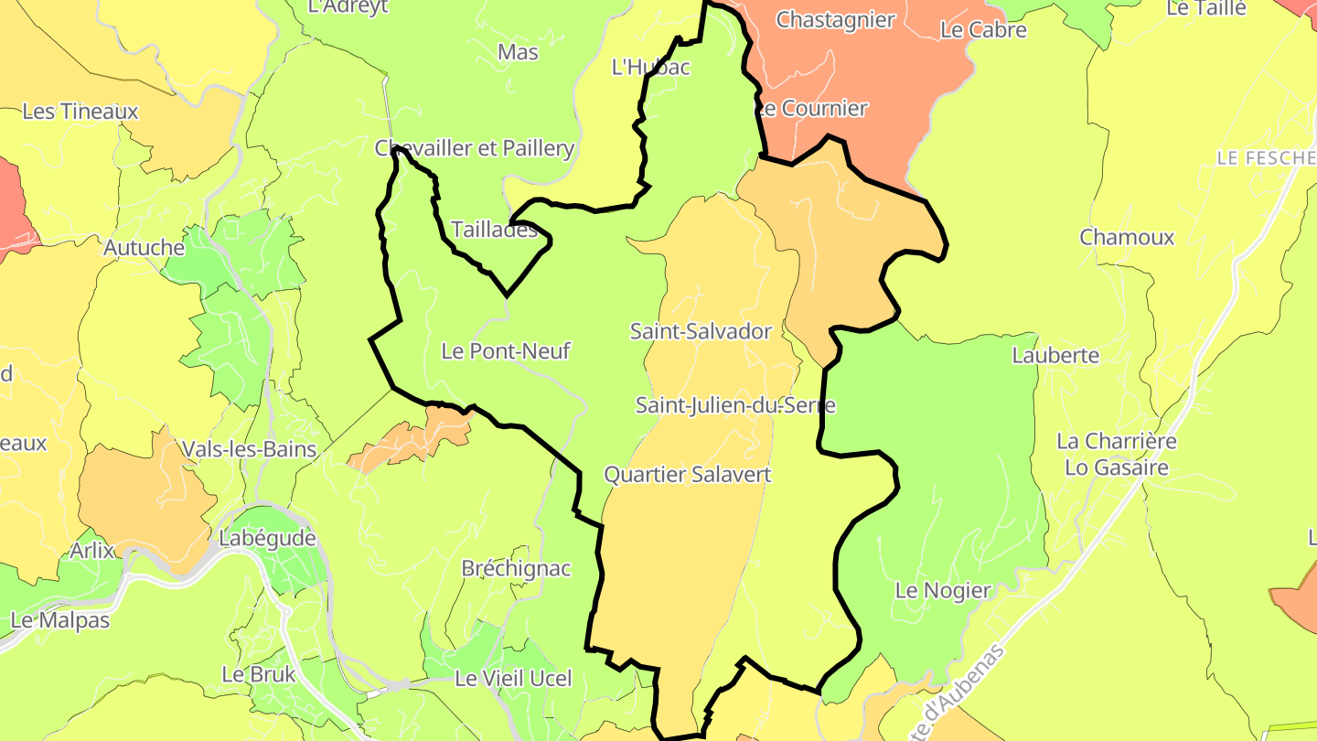 Carte des prix de l'immobilier Saint-Julien-du-Serre