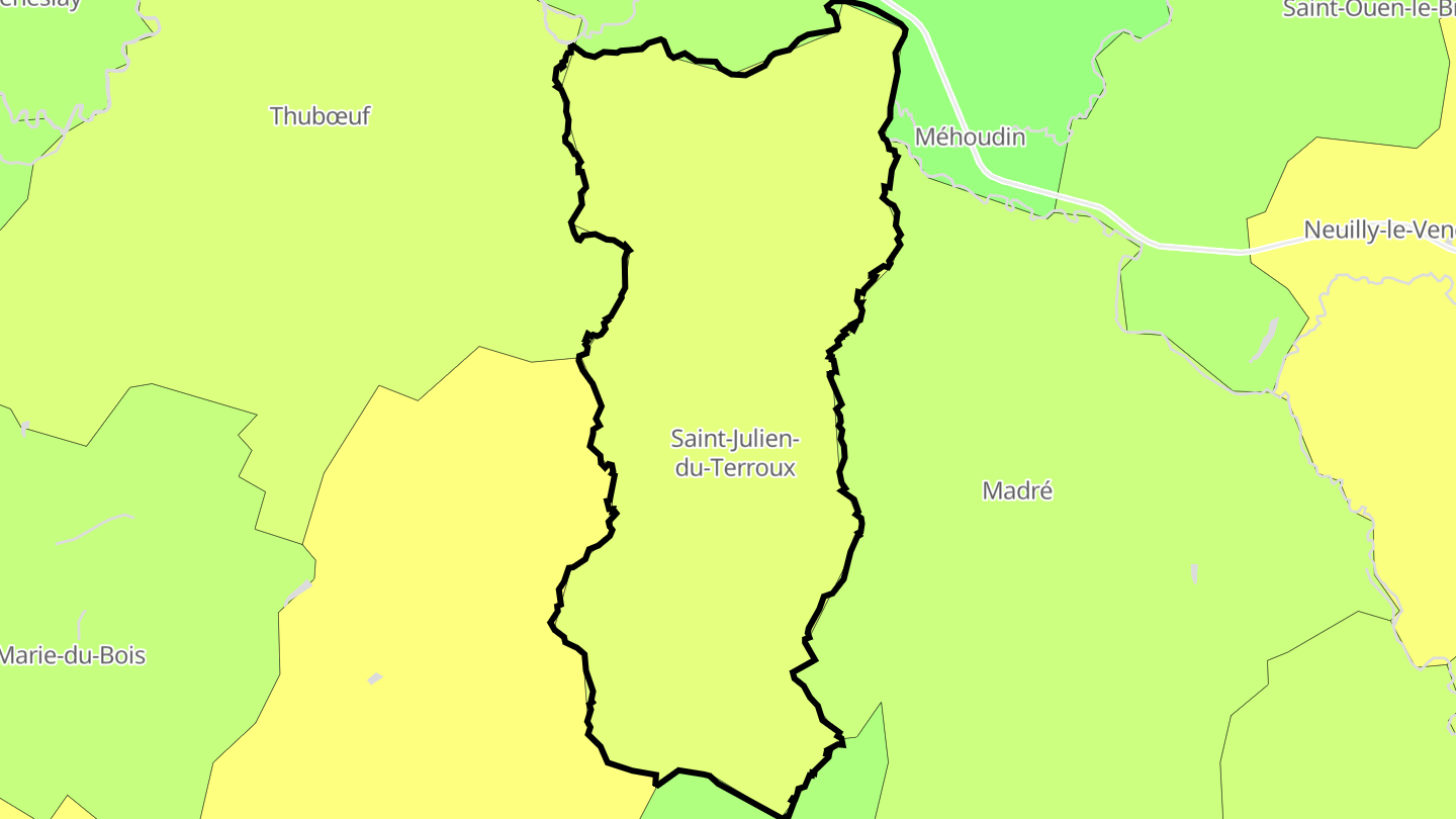 Carte des prix de l'immobilier Saint-Julien-du-Terroux