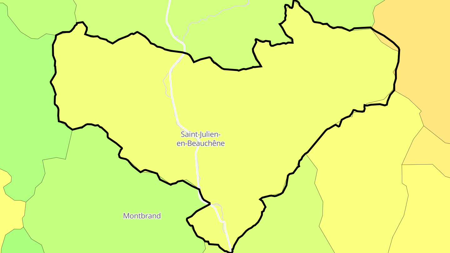 Carte des prix de l'immobilier Saint-Julien-en-Beauchêne