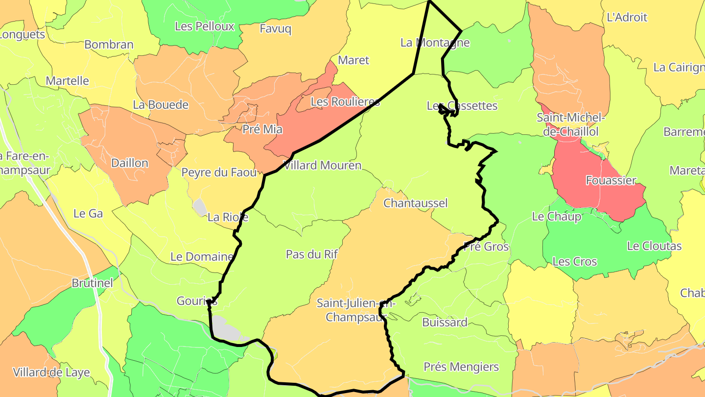Carte des prix de l'immobilier Saint-Julien-en-Champsaur