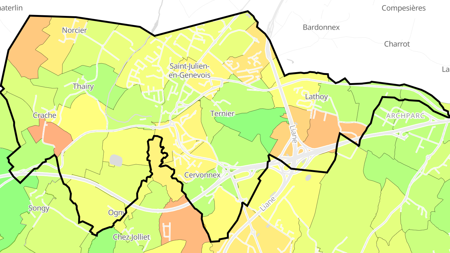 Carte des prix de l'immobilier Saint-Julien-en-Genevois