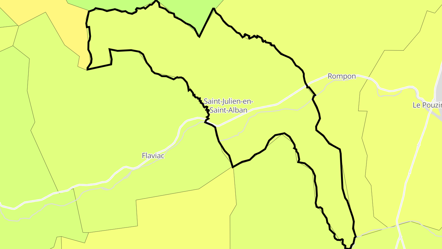 Carte des prix de l'immobilier Saint-Julien-en-Saint-Alban