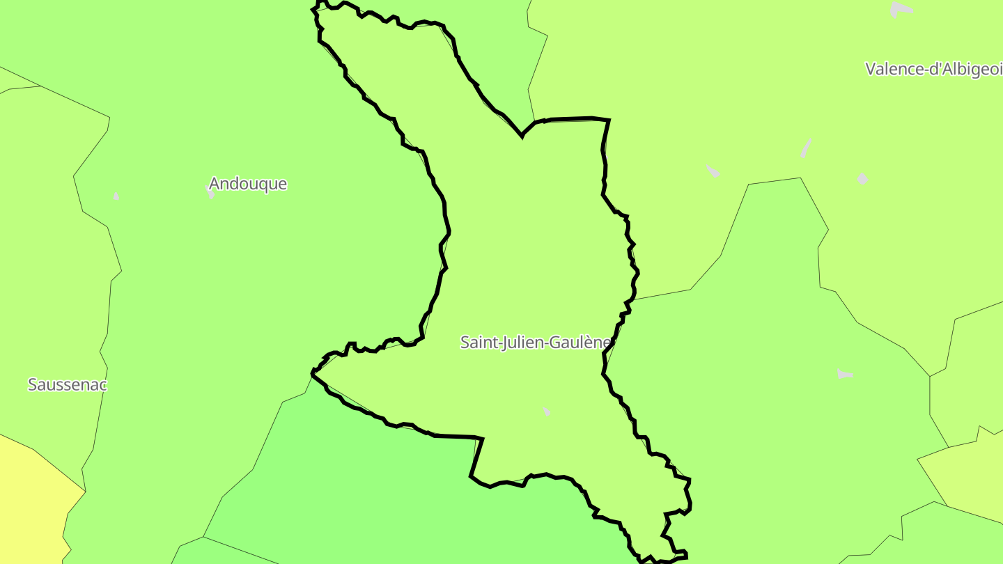 Carte des prix de l'immobilier Saint-Julien-Gaulène