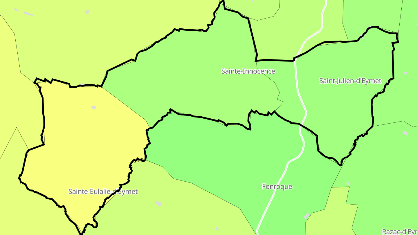 Carte des prix de l'immobilier Saint-Julien-Innocence-Eulalie