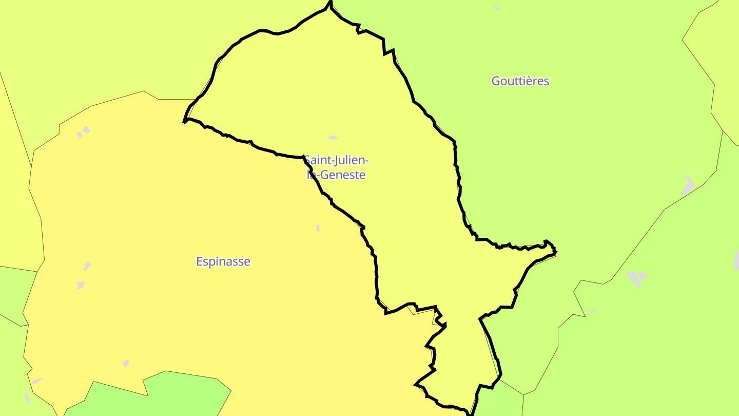 Carte des prix de l'immobilier Saint-Julien-la-Geneste