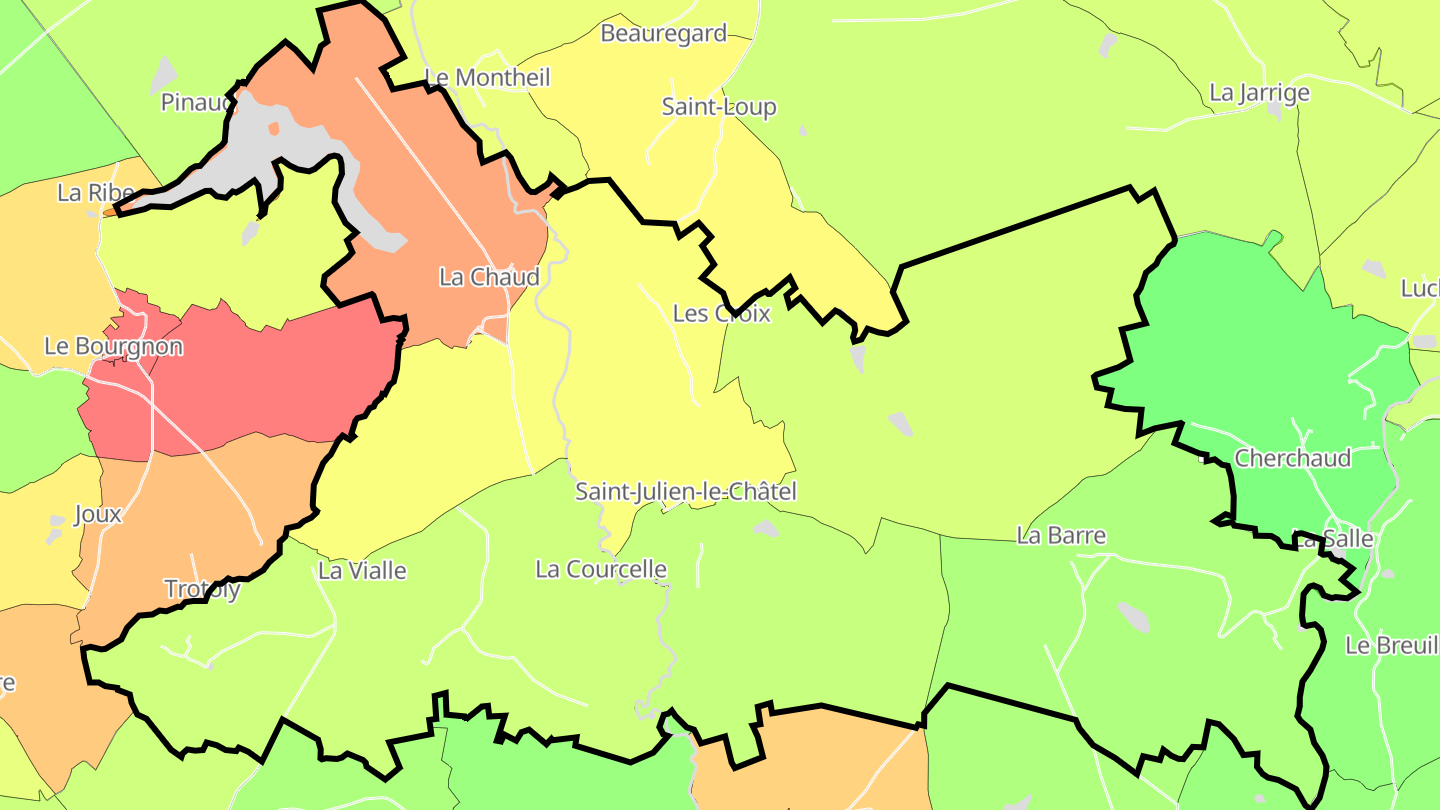 Carte des prix de l'immobilier Saint-Julien-le-Châtel