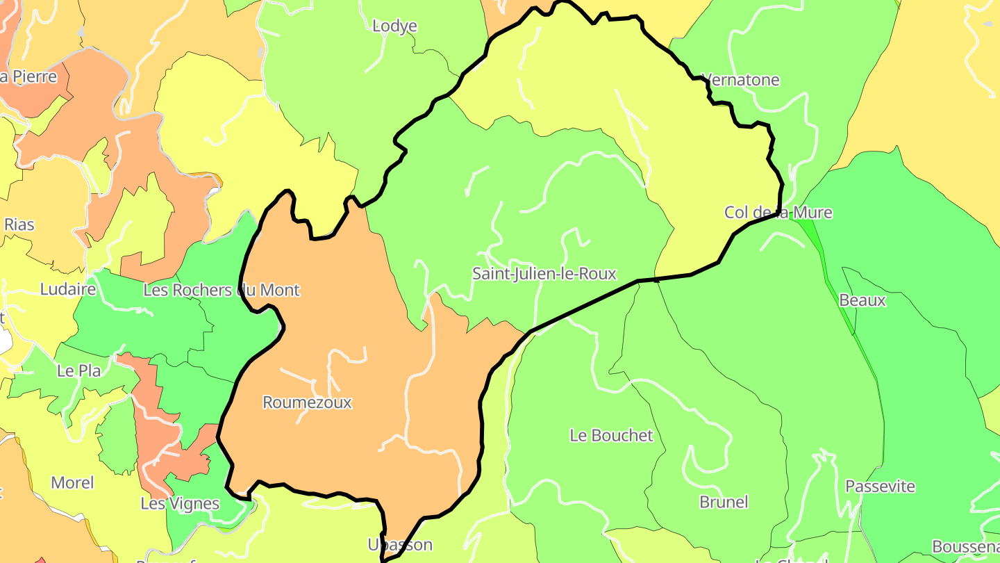 Carte des prix de l'immobilier Saint-Julien-le-Roux