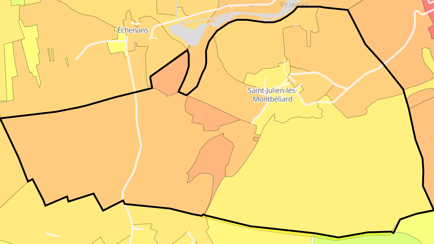Carte des prix de l'immobilier Saint-Julien-lès-Montbéliard