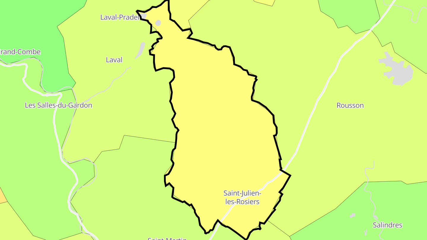 Carte des prix de l'immobilier Saint-Julien-les-Rosiers