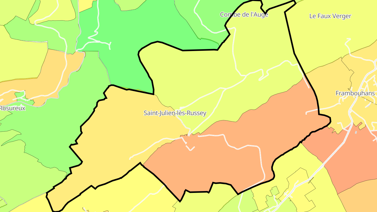 Carte des prix de l'immobilier Saint-Julien-lès-Russey