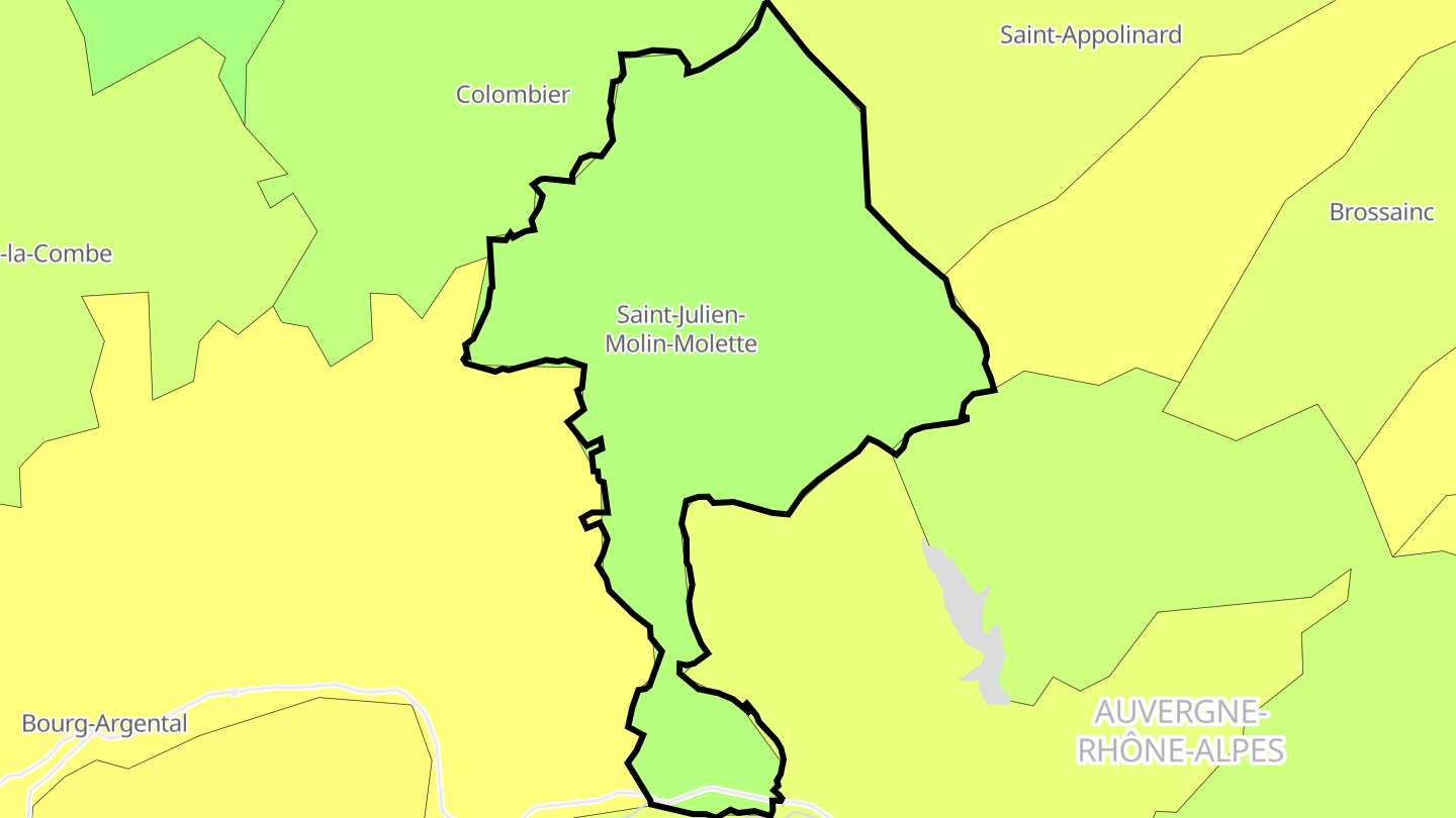 Carte des prix de l'immobilier Saint-Julien-Molin-Molette