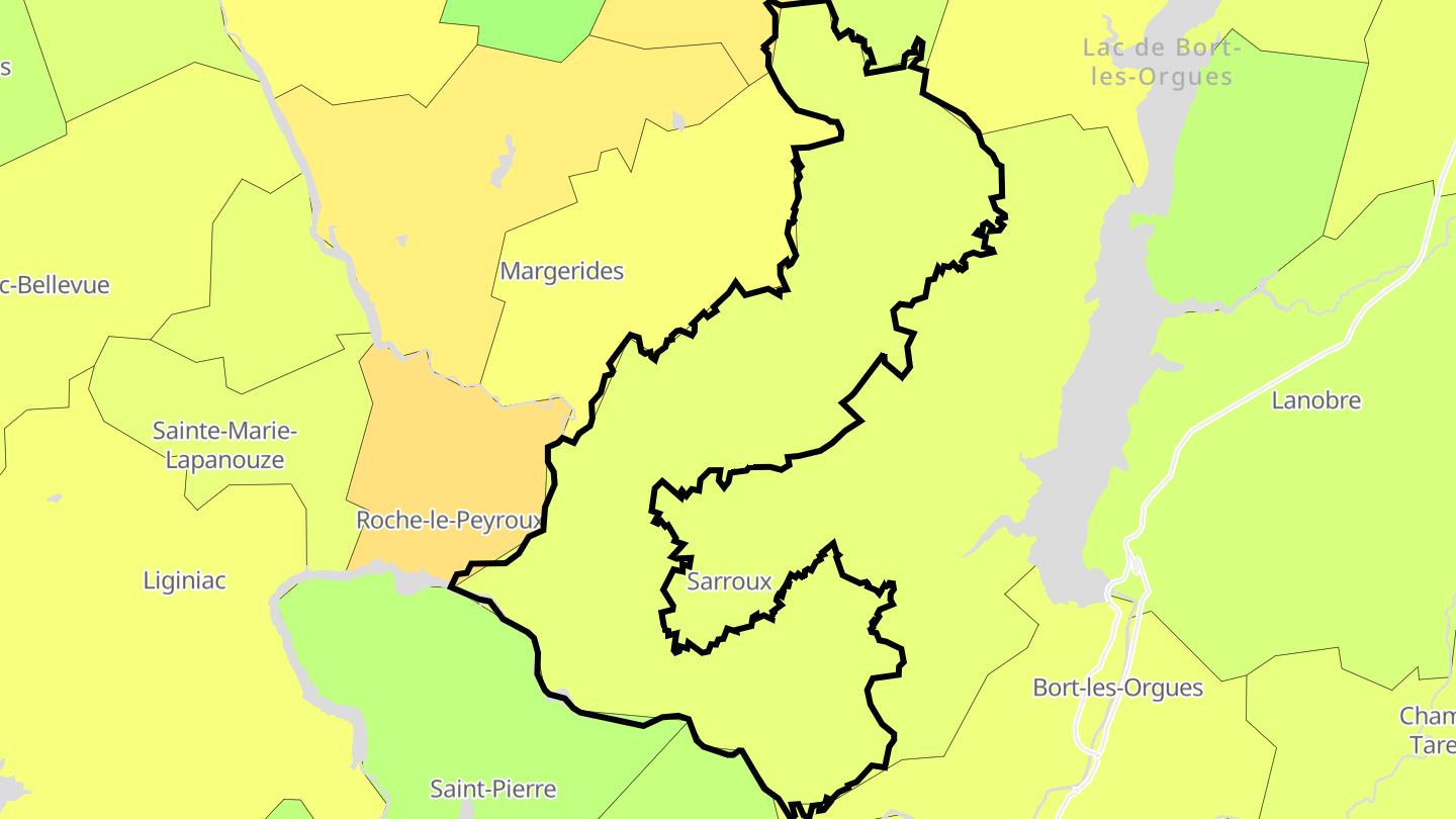 Carte des prix de l'immobilier Saint-Julien-près-Bort