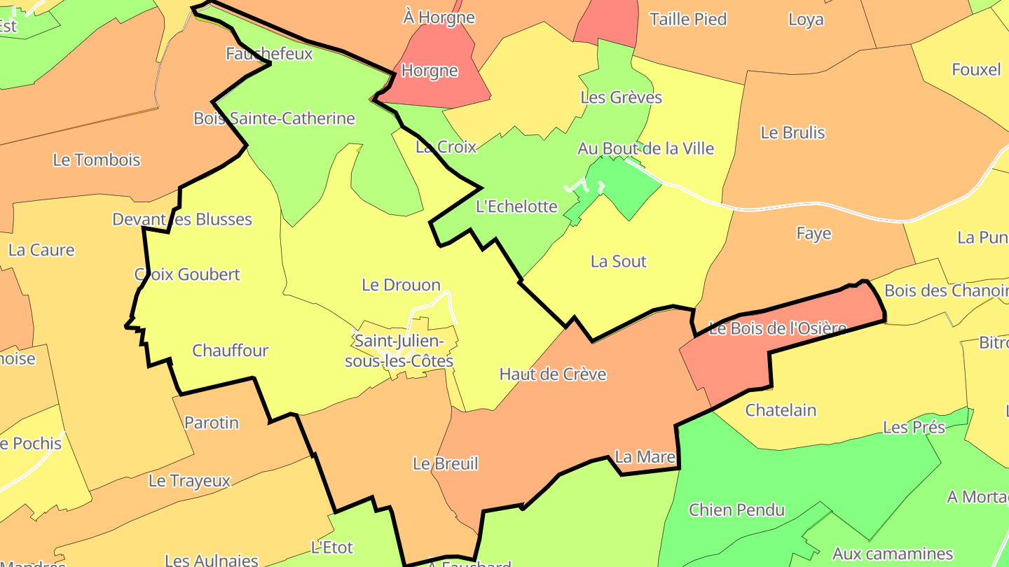 Carte des prix de l'immobilier Saint-Julien-sous-les-Côtes