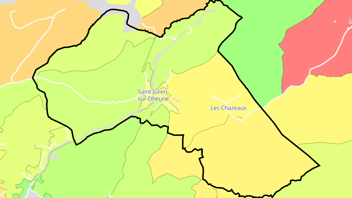 Carte des prix de l'immobilier Saint-Julien-sur-Dheune