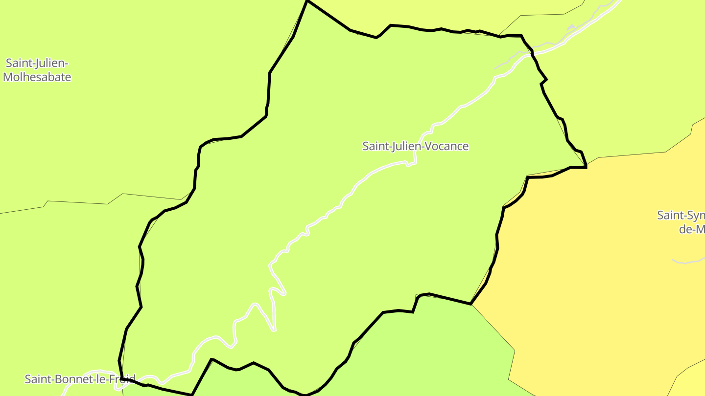 Carte des prix de l'immobilier Saint-Julien-Vocance