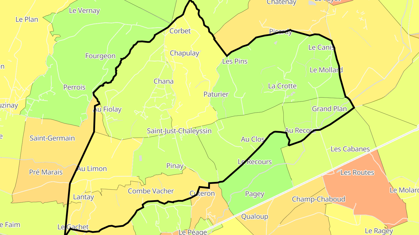Carte des prix de l'immobilier Saint-Just-Chaleyssin