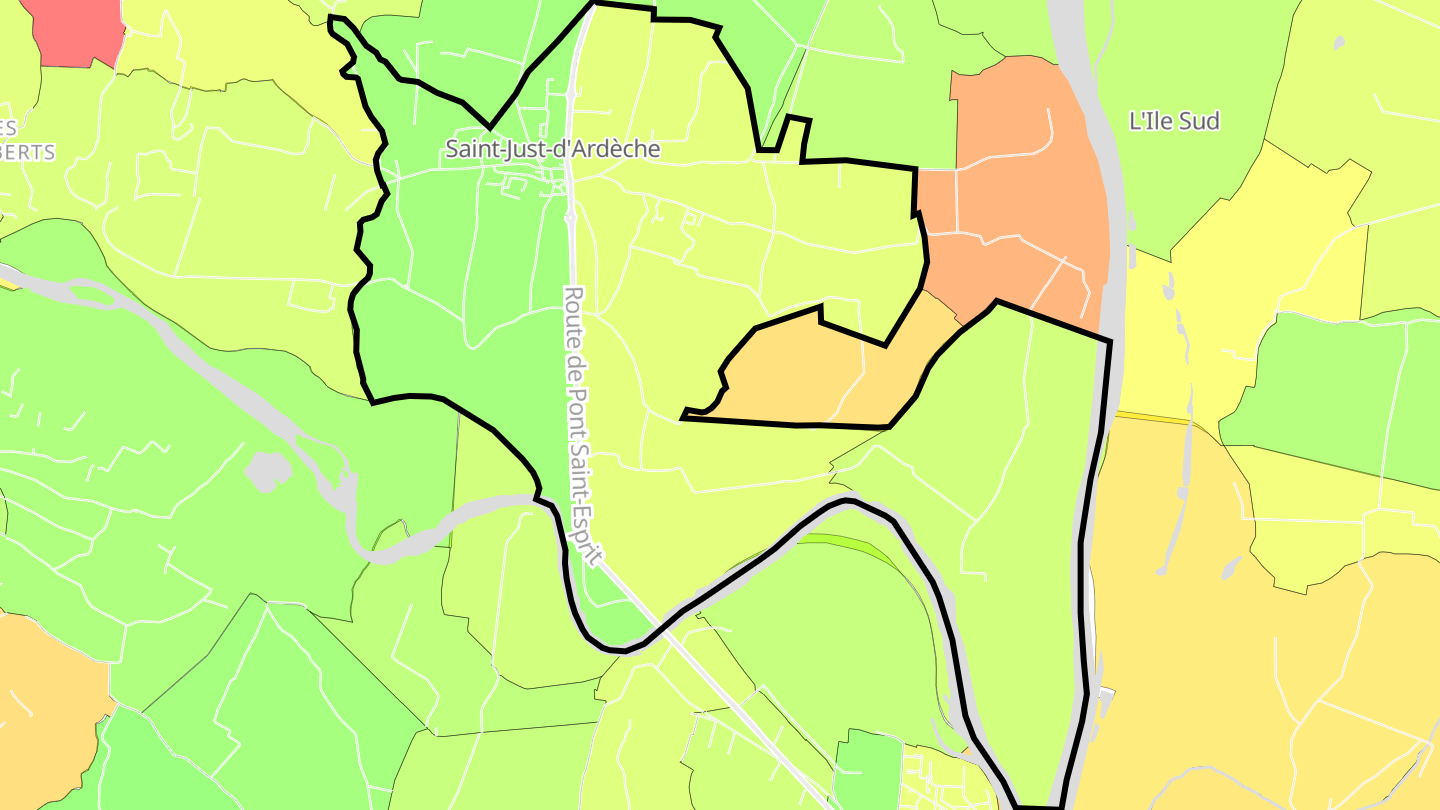 Carte des prix de l'immobilier Saint-Just-d'Ardèche