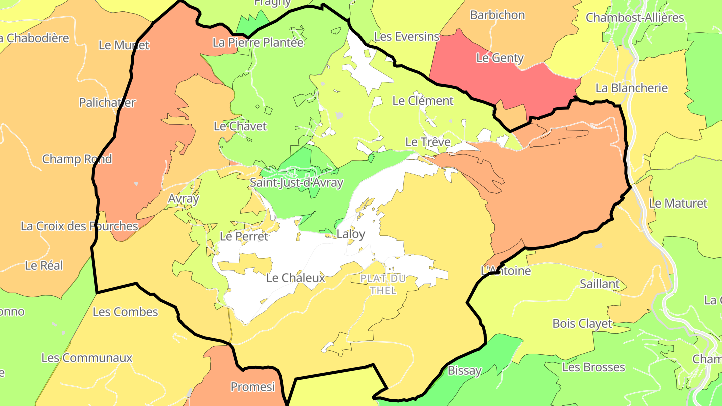 Carte des prix de l'immobilier Saint-Just-d'Avray