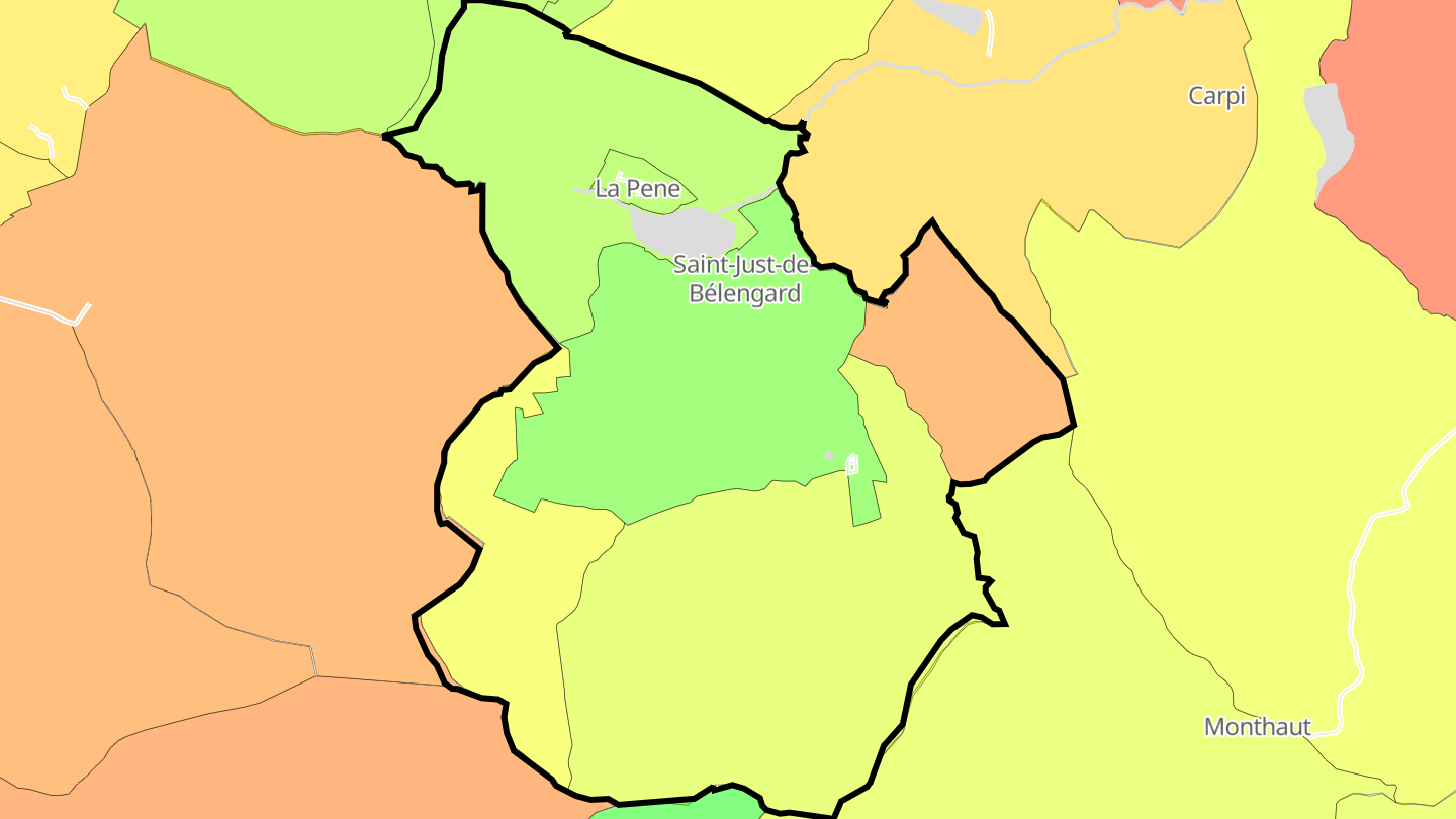 Carte des prix de l'immobilier Saint-Just-de-Bélengard