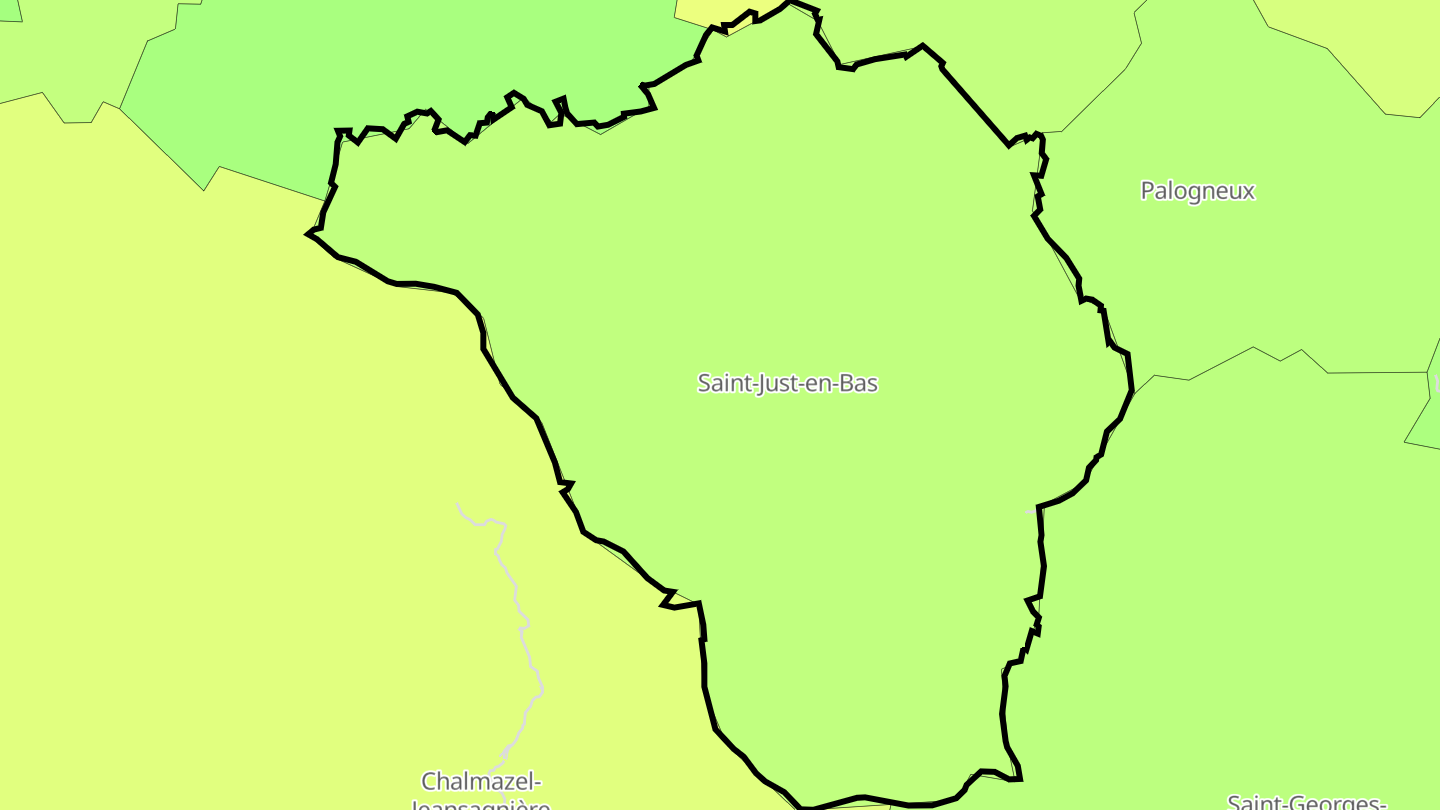 Carte des prix de l'immobilier Saint-Just-en-Bas