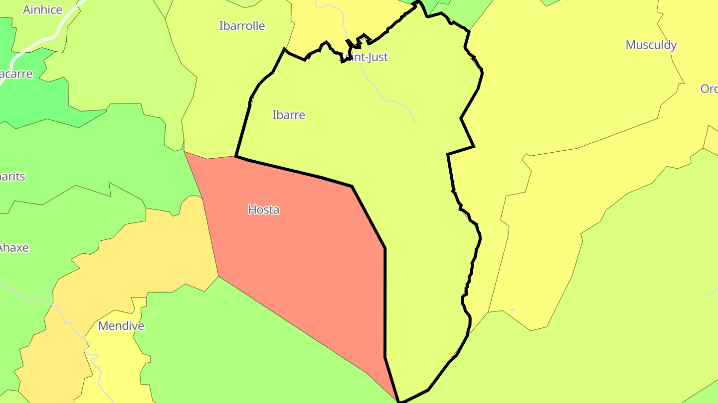 Carte des prix de l'immobilier Saint-Just-Ibarre