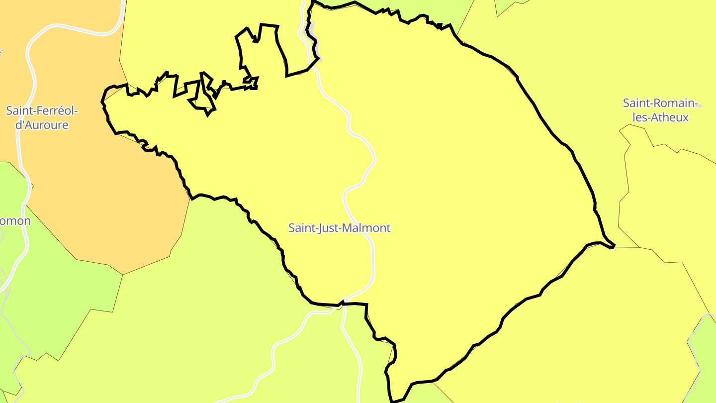 Carte des prix de l'immobilier Saint-Just-Malmont