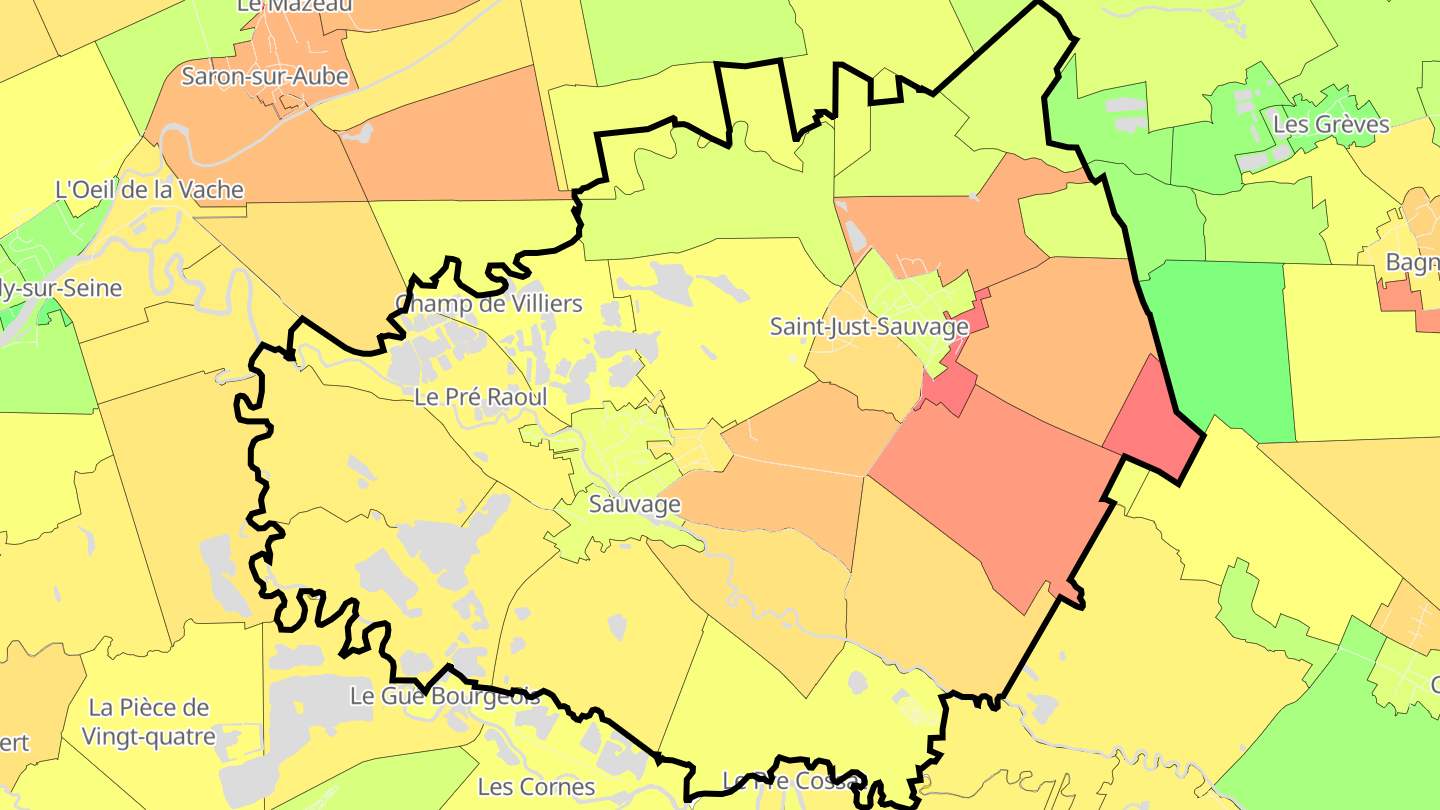 Carte des prix de l'immobilier Saint-Just-Sauvage