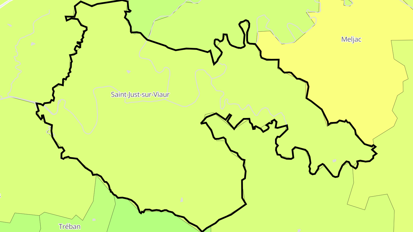 Carte des prix de l'immobilier Saint-Just-sur-Viaur