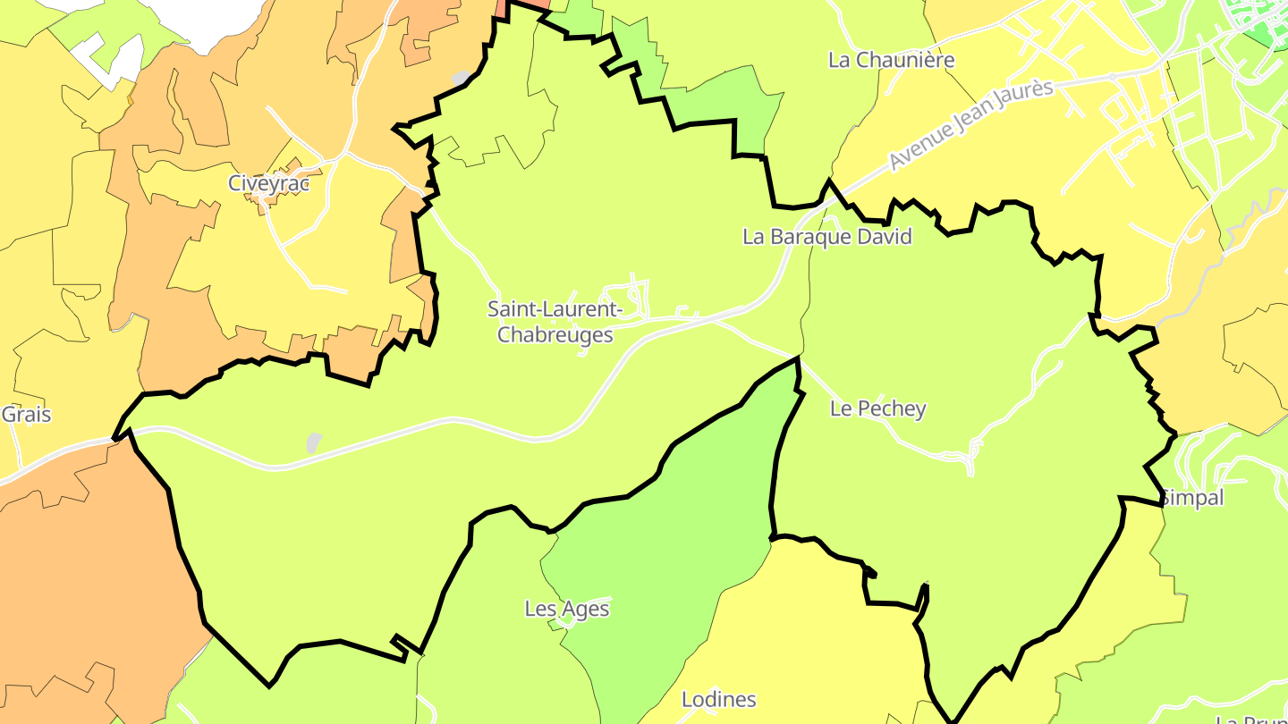 Carte des prix de l'immobilier Saint-Laurent-Chabreuges