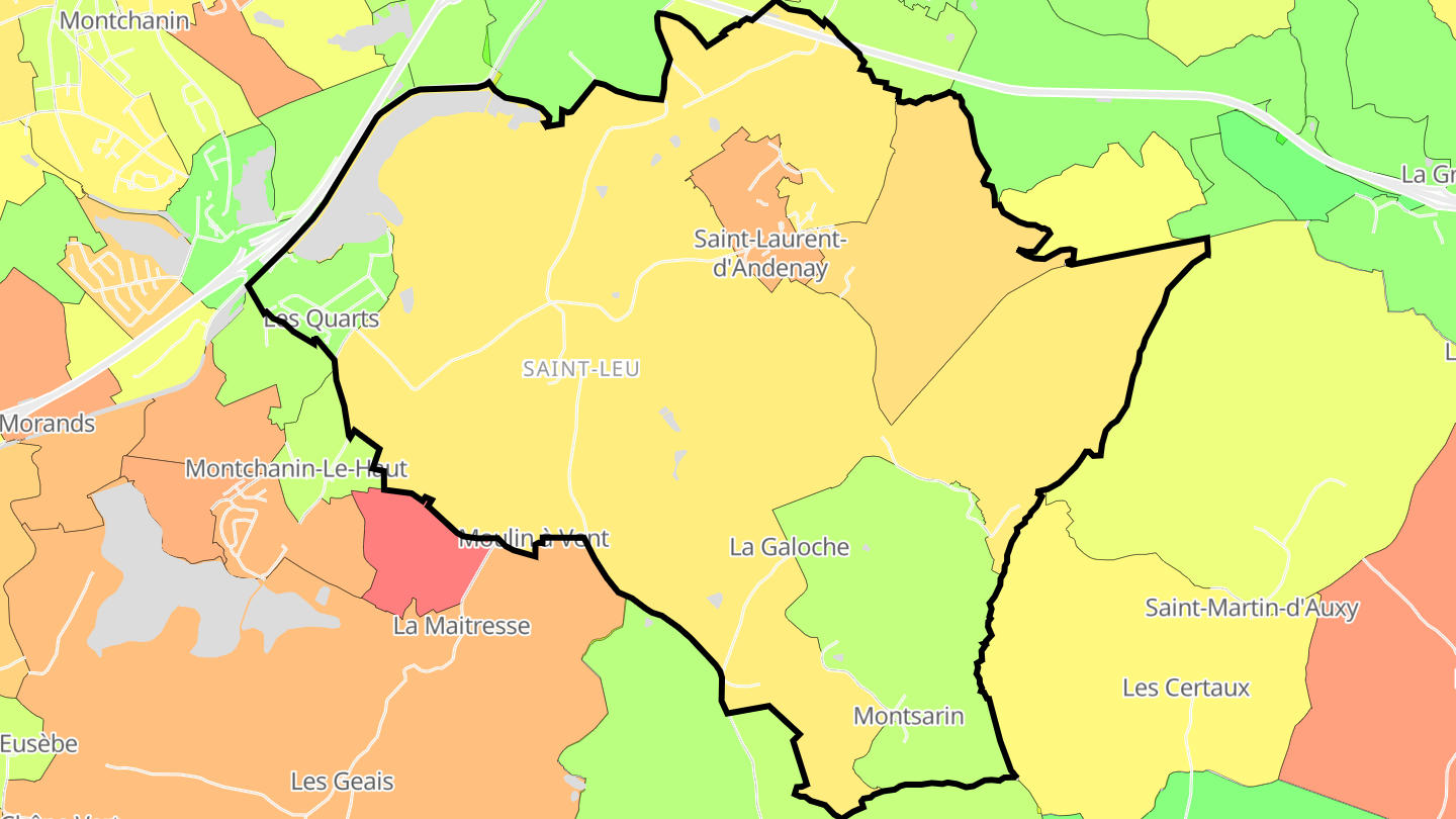 Carte des prix de l'immobilier Saint-Laurent-d'Andenay