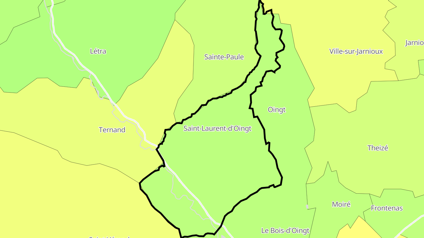 Carte des prix de l'immobilier Saint-Laurent-d'Oingt
