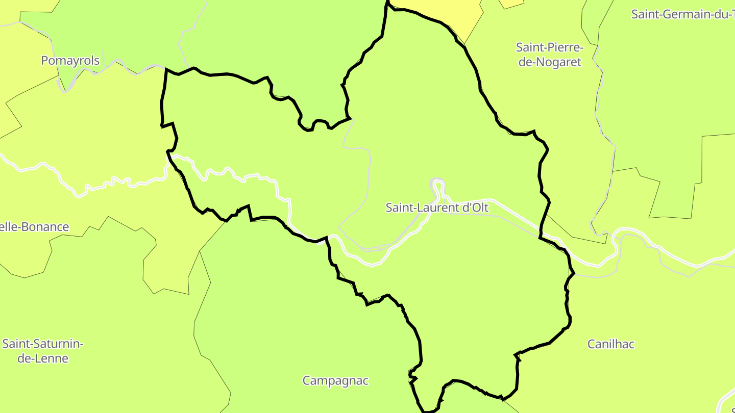 Carte des prix de l'immobilier Saint-Laurent-d'Olt