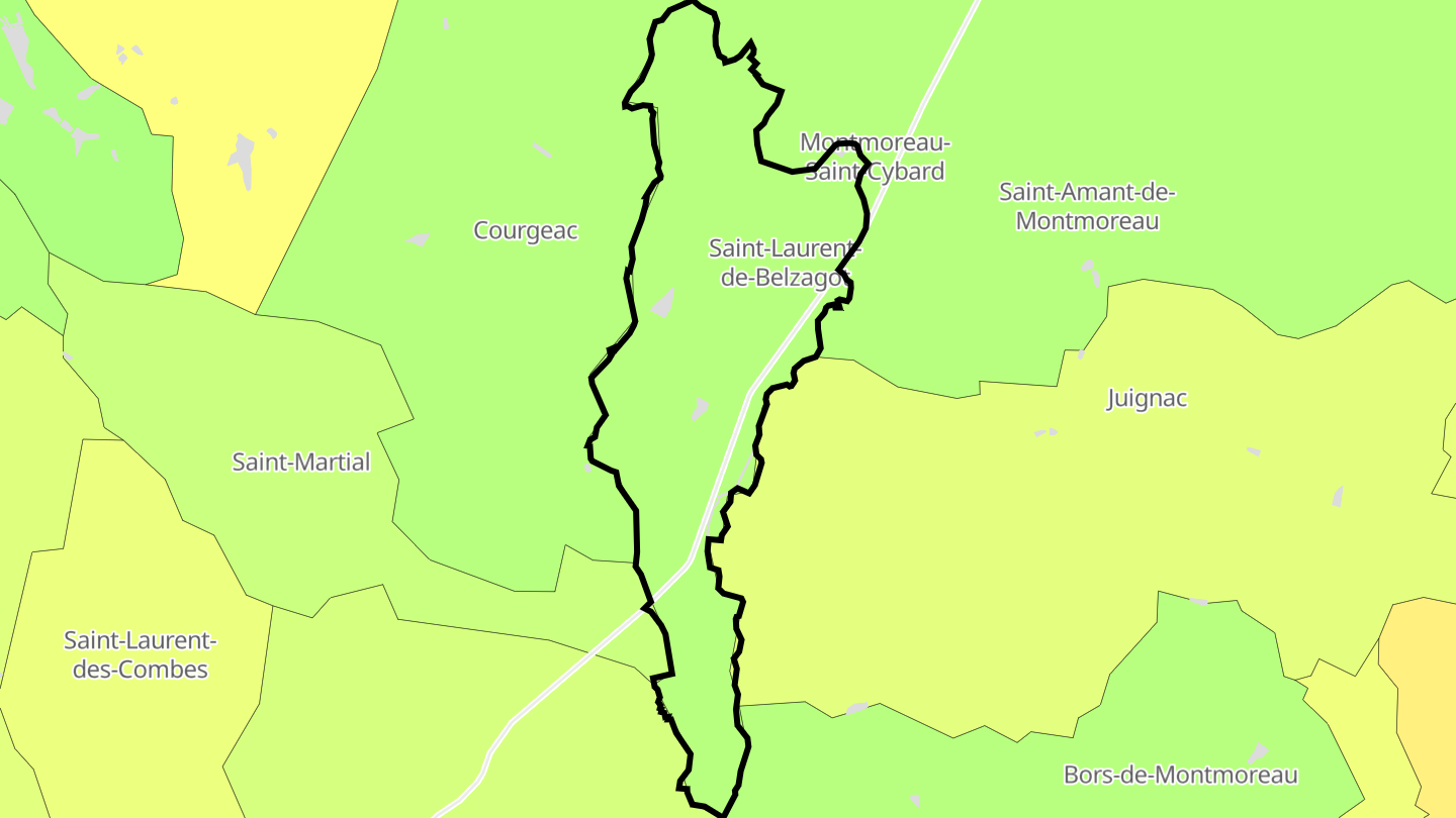 Carte des prix de l'immobilier Saint-Laurent-de-Belzagot