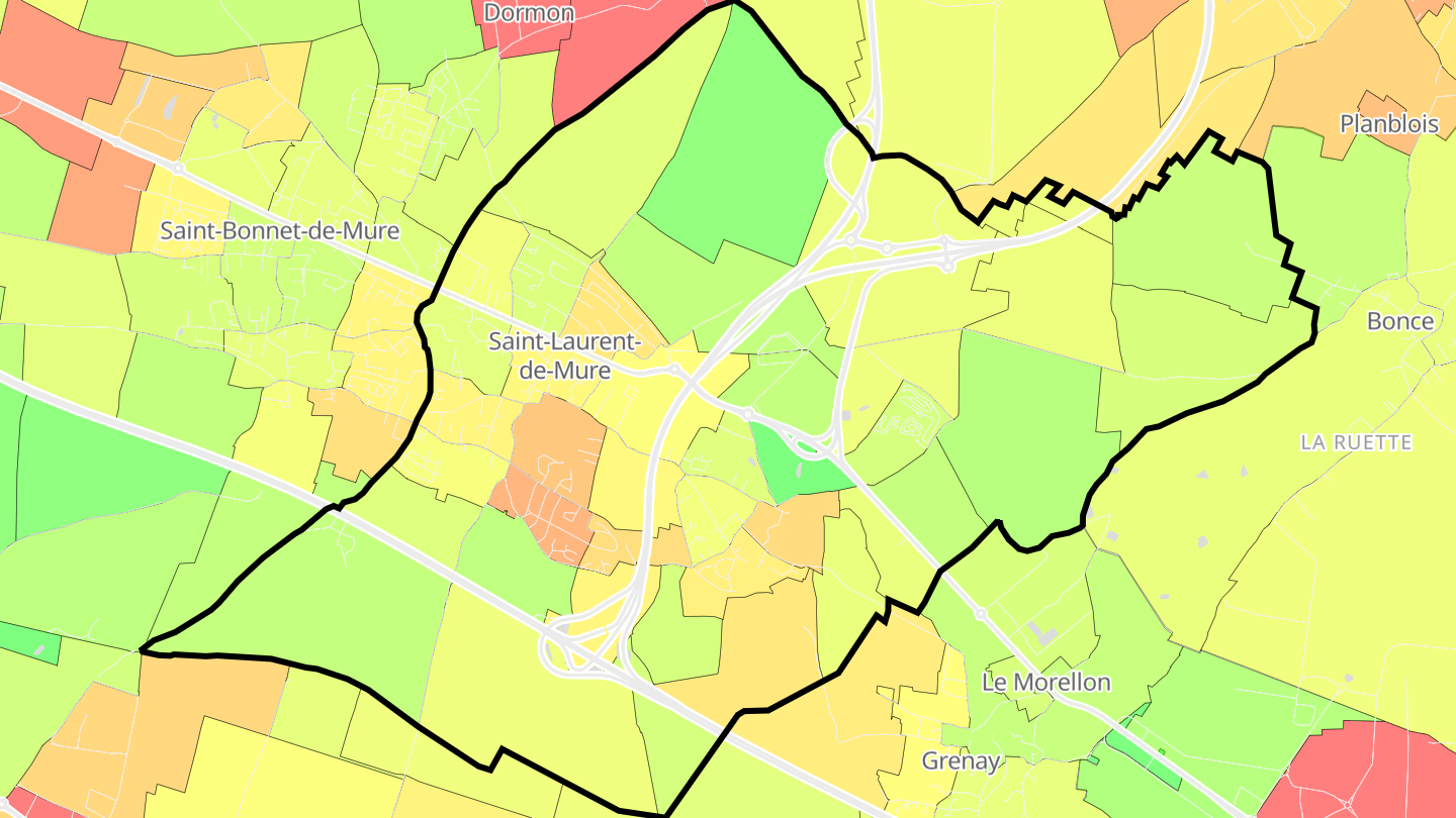 Carte des prix de l'immobilier Saint-Laurent-de-Mure