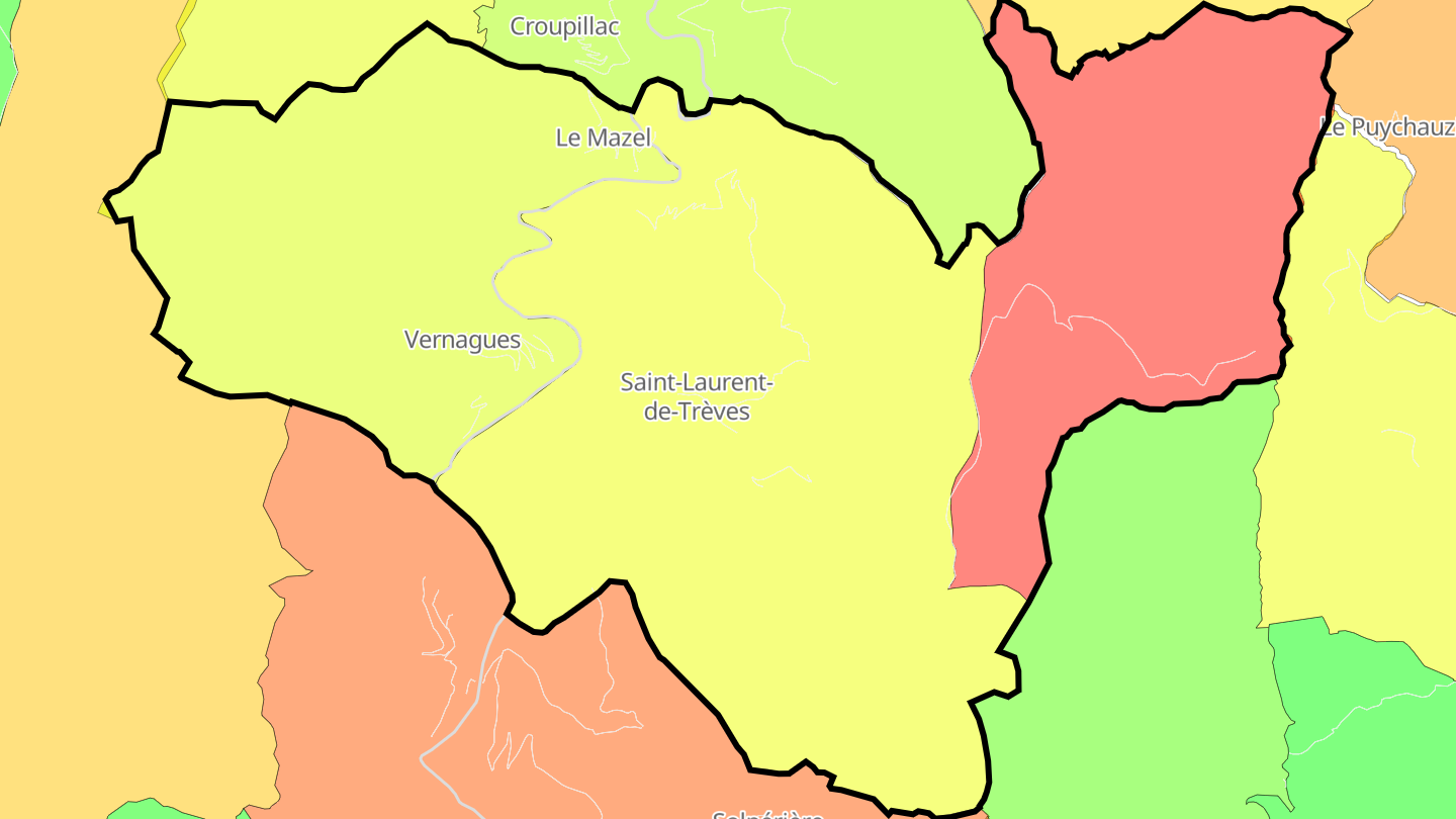 Carte des prix de l'immobilier Saint-Laurent-de-Trèves