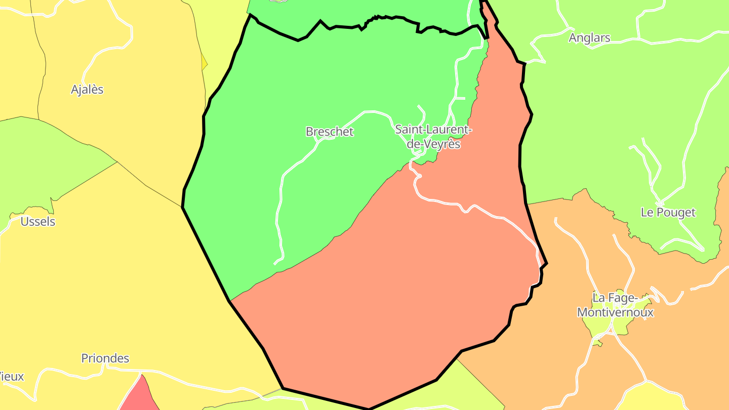 Carte des prix de l'immobilier Saint-Laurent-de-Veyrès