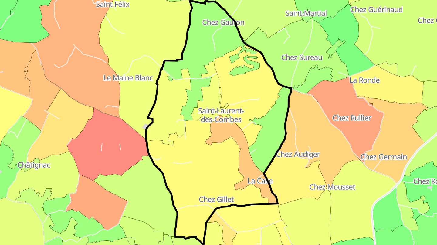Carte des prix de l'immobilier Saint-Laurent-des-Combes
