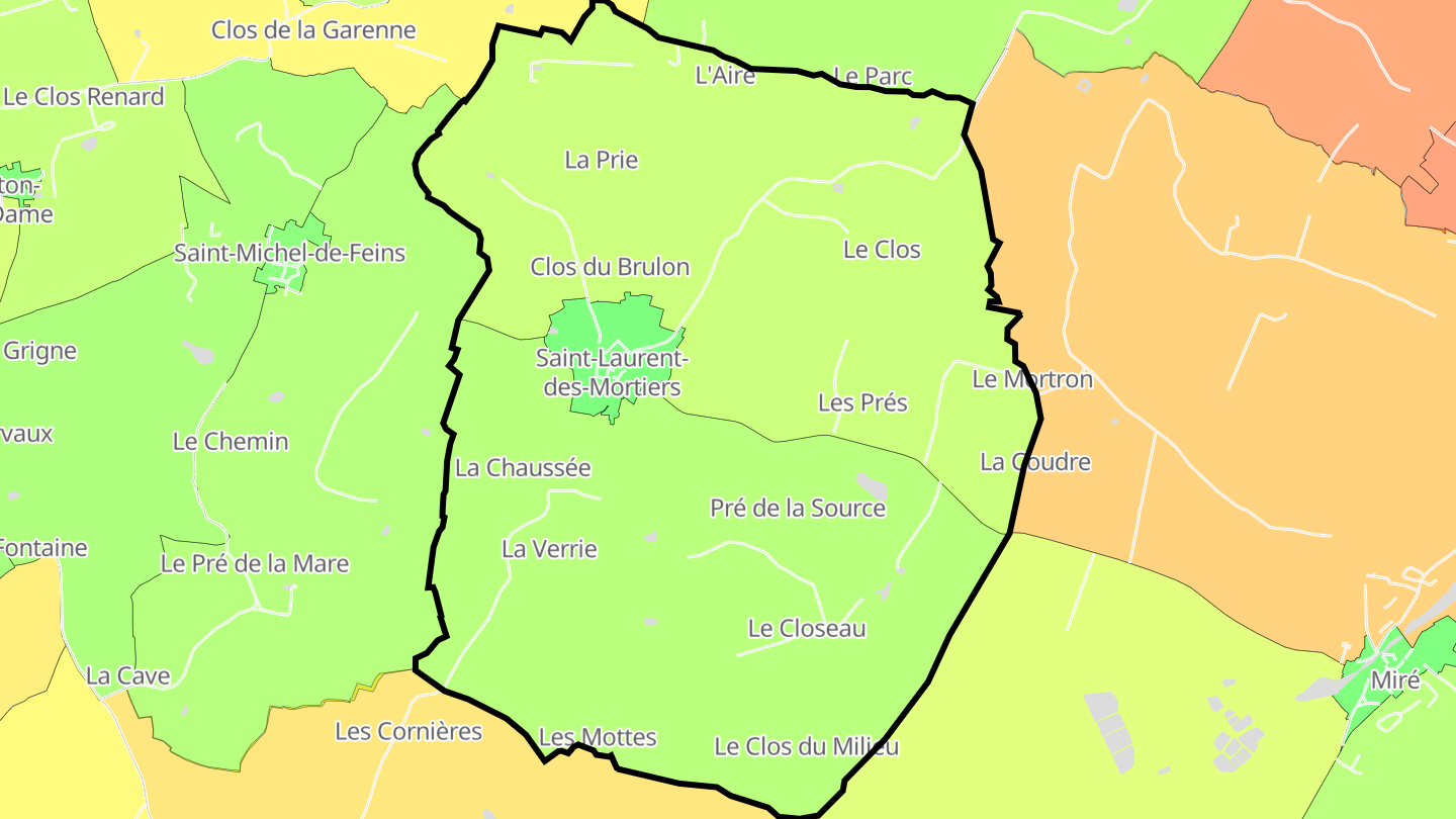 Carte des prix de l'immobilier Saint-Laurent-des-Mortiers