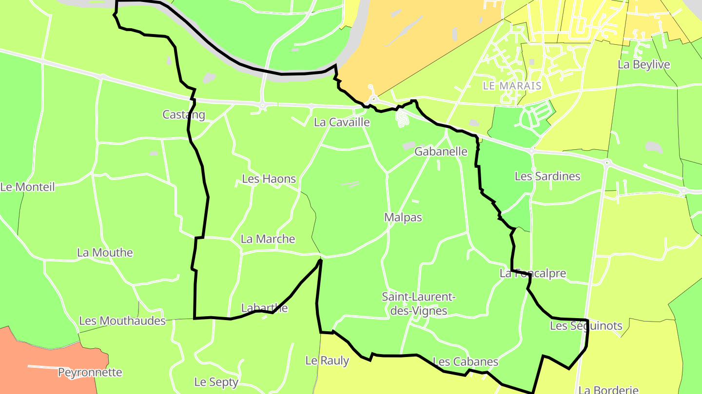 Carte des prix de l'immobilier Saint-Laurent-des-Vignes
