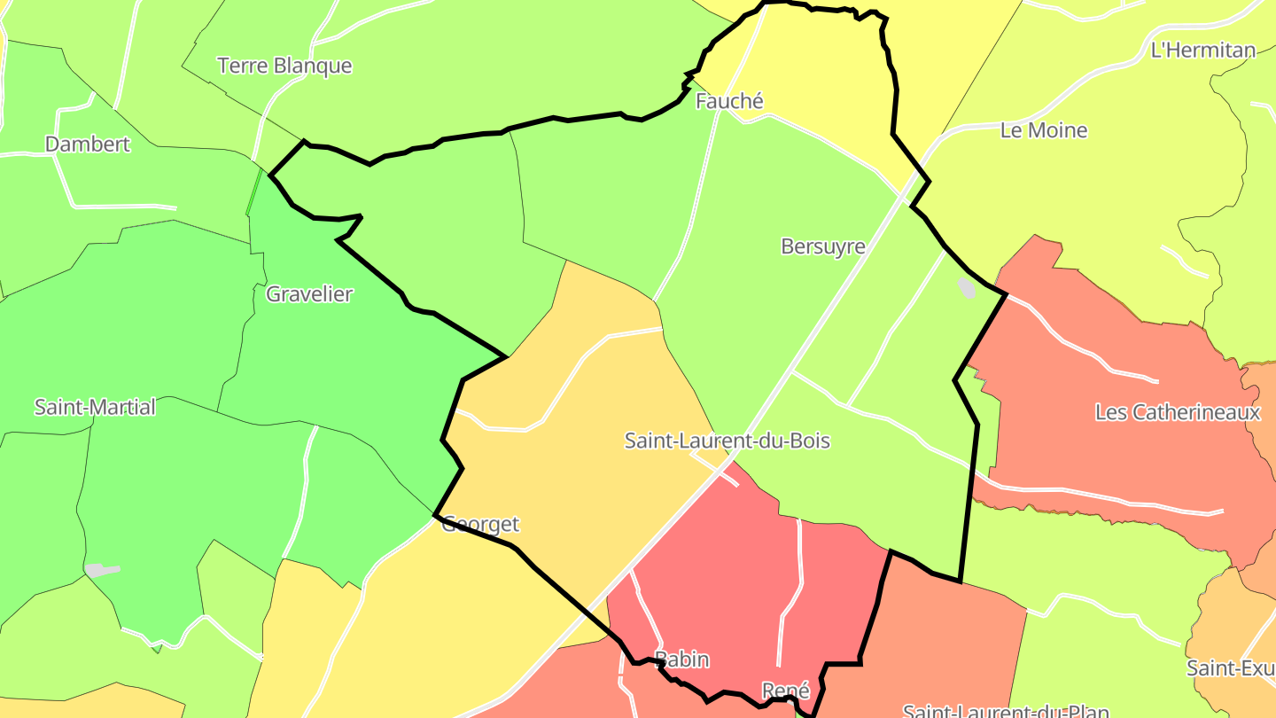 Carte des prix de l'immobilier Saint-Laurent-du-Bois