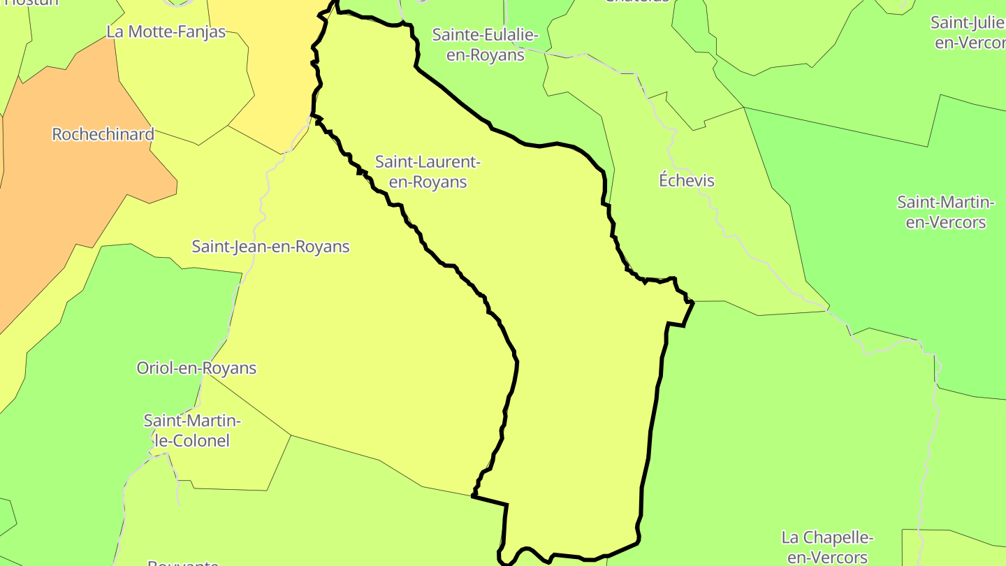 Carte des prix de l'immobilier Saint-Laurent-en-Royans