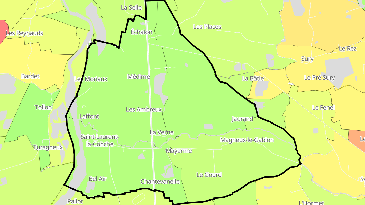 Carte des prix de l'immobilier Saint-Laurent-la-Conche
