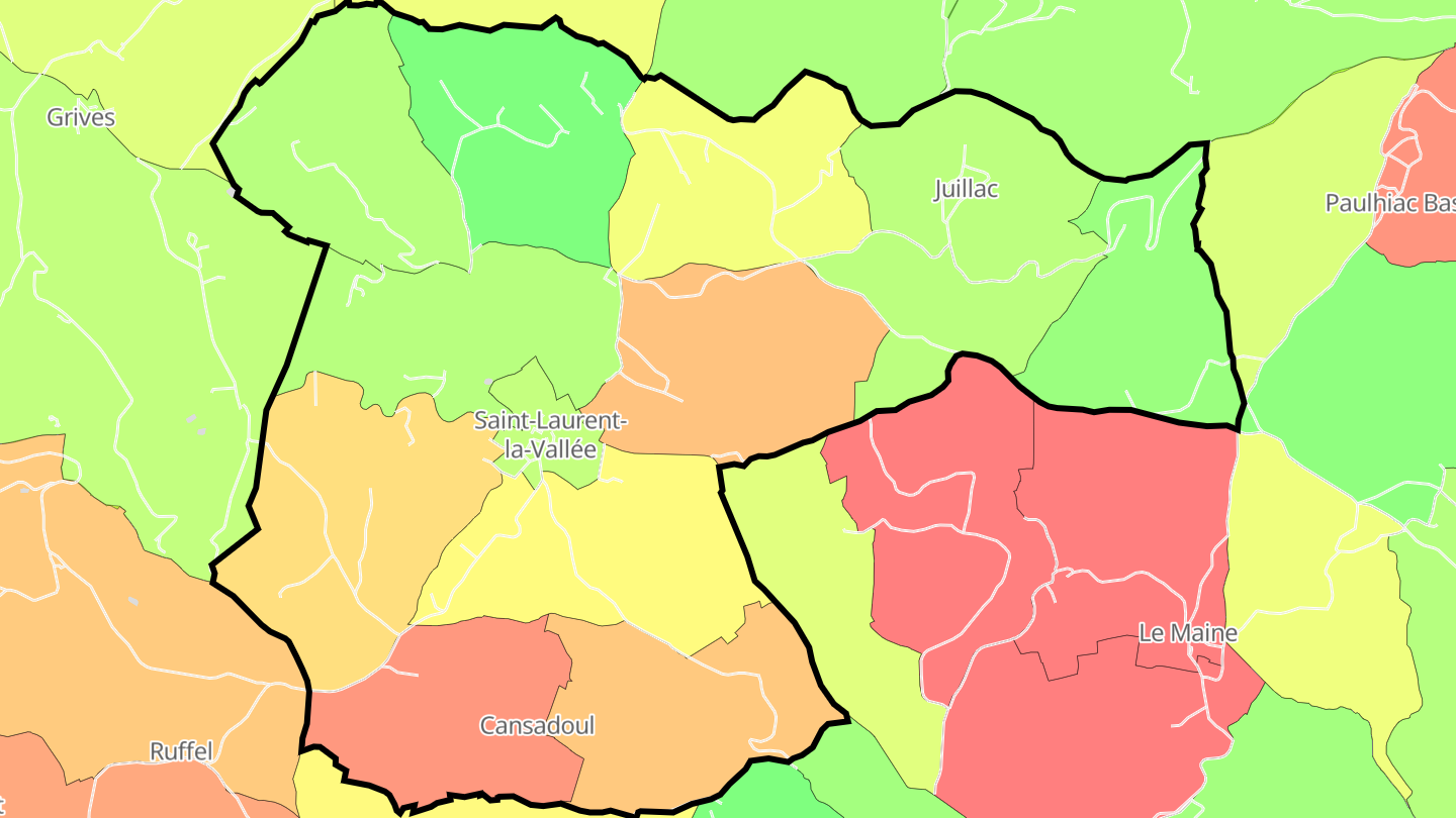 Carte des prix de l'immobilier Saint-Laurent-la-Vallée