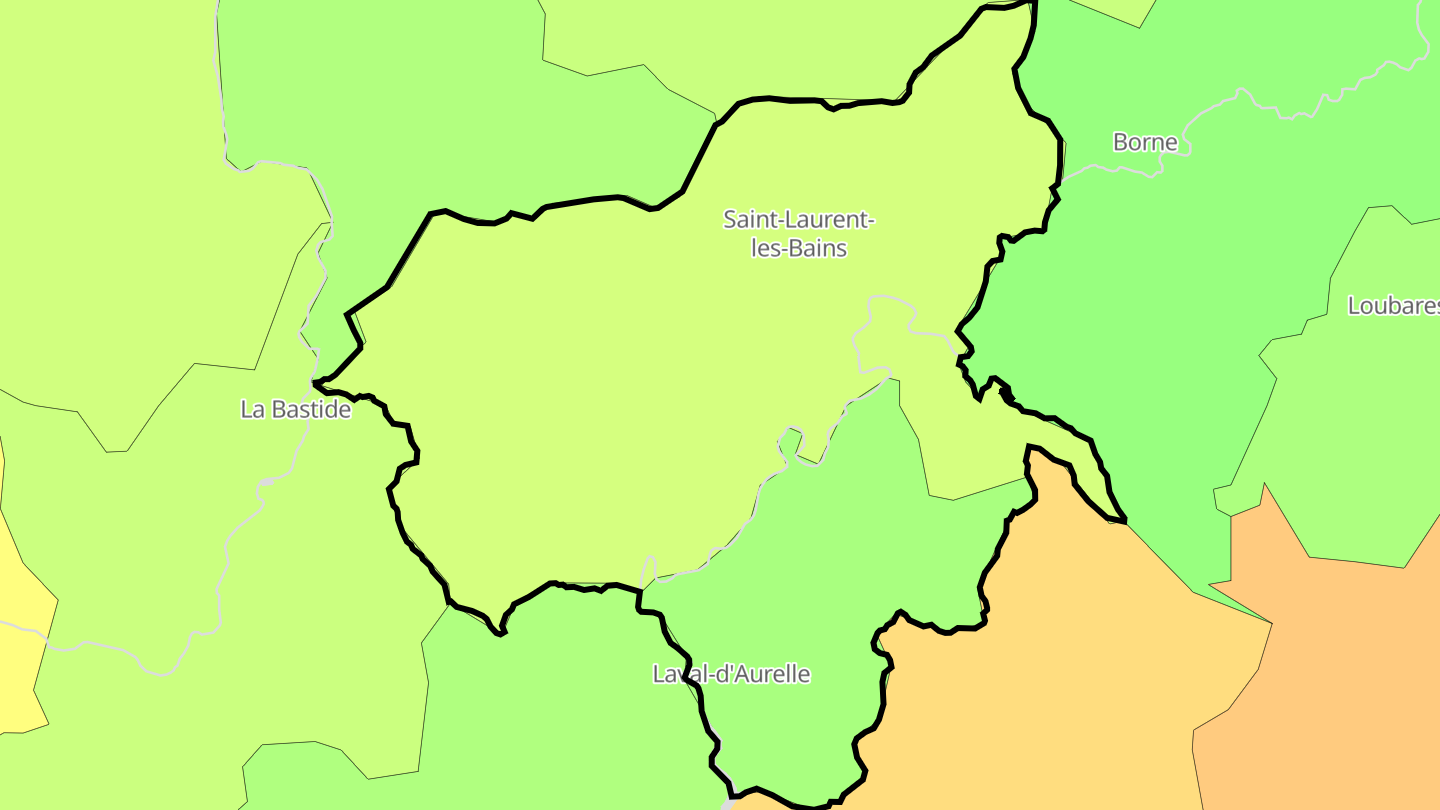 Carte des prix de l'immobilier Saint-Laurent-les-Bains-Laval-d'Aurelle