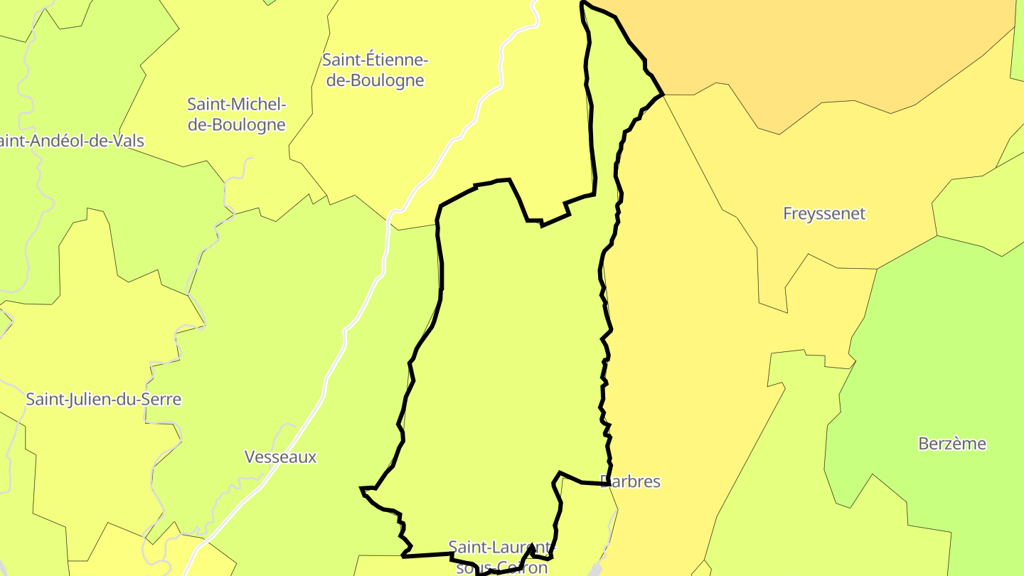 Carte des prix de l'immobilier Saint-Laurent-sous-Coiron