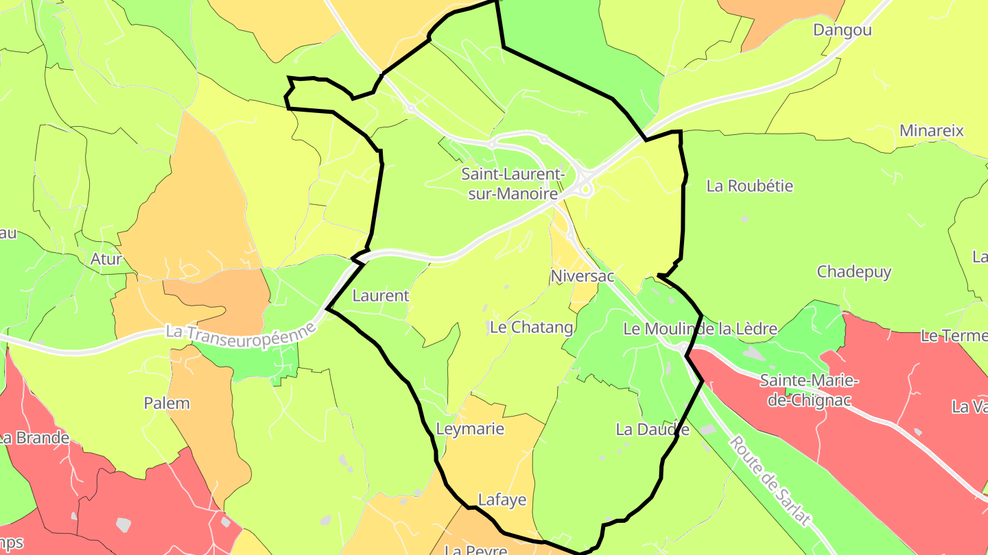 Carte des prix de l'immobilier Saint-Laurent-sur-Manoire