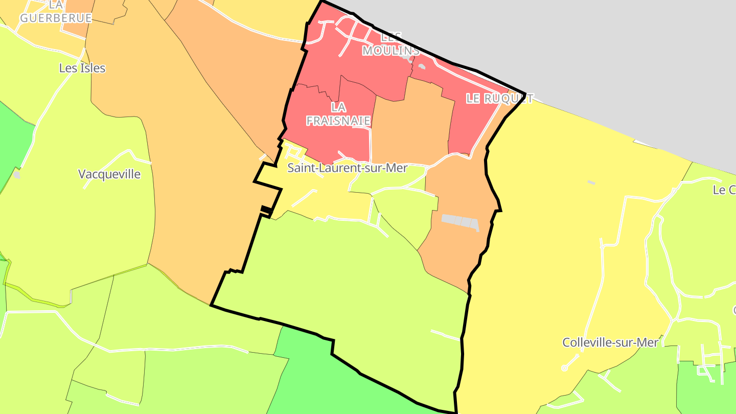 Carte des prix de l'immobilier Saint-Laurent-sur-Mer