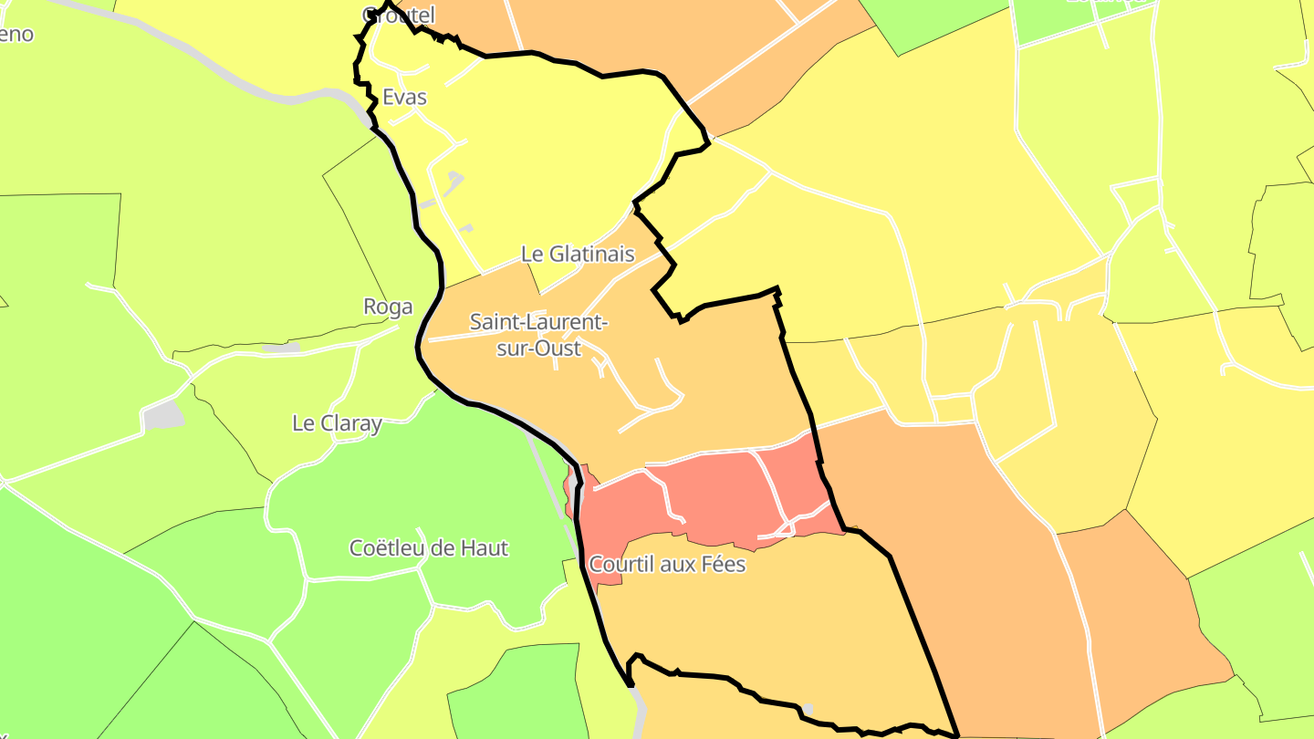 Carte des prix de l'immobilier Saint-Laurent-sur-Oust