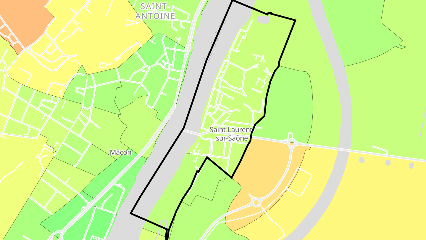 Carte des prix de l'immobilier Saint-Laurent-sur-Saône