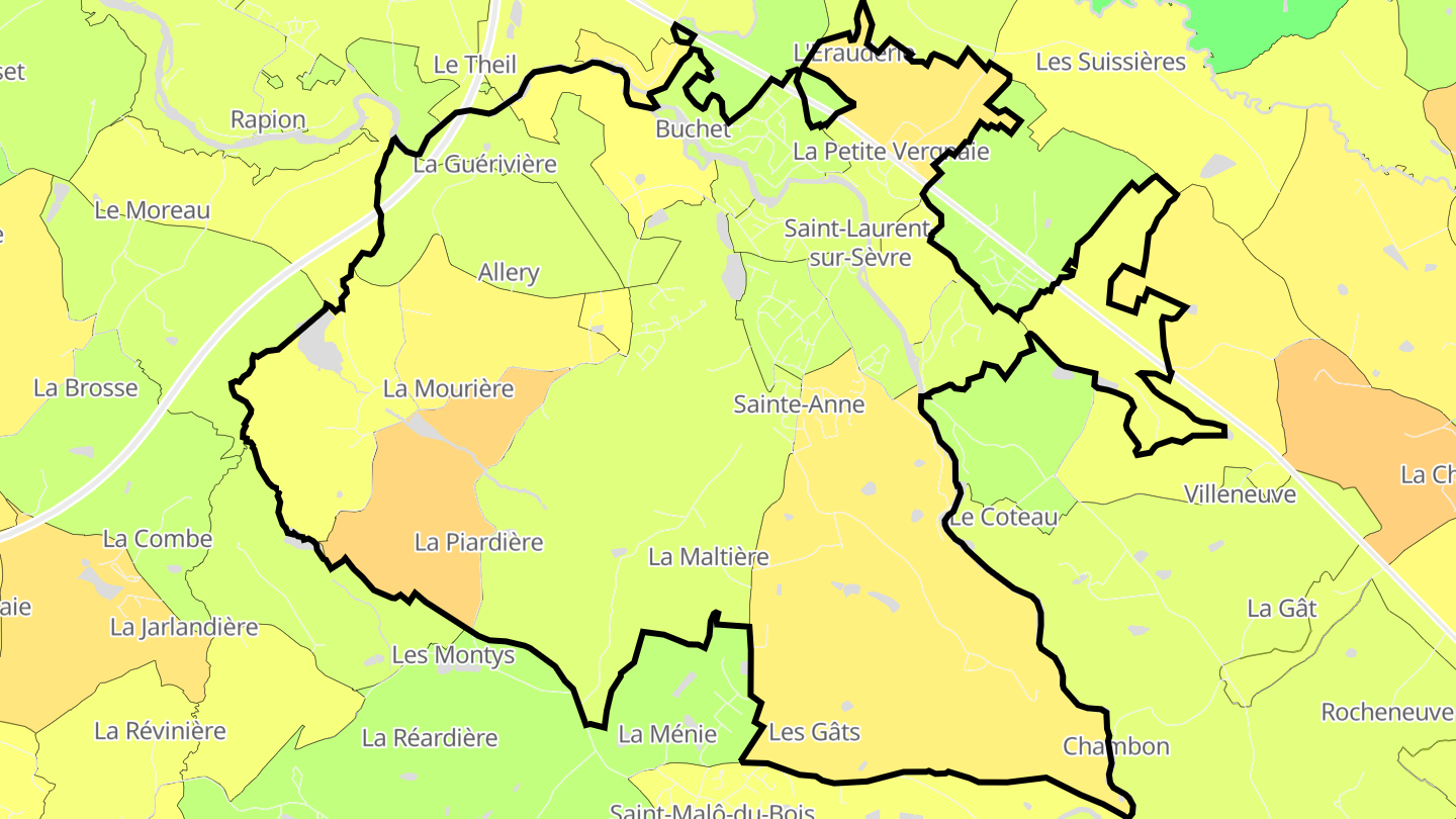 Carte des prix de l'immobilier Saint-Laurent-sur-Sèvre